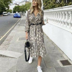 BLOGGER'S FAVORITE Zara Snakeskin Animal Print patterned Midi Dress